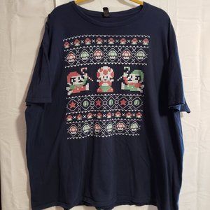 Retro 8 bit Mario Brothers Christmas Graphic Tee